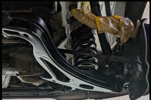 Cleaned suspension components close-up